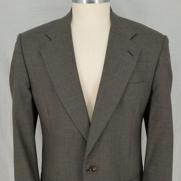 Jos A Bank Sport Coat Mens 42L Green Houndstooth Plaid Wool Jacket Blazer Lined - Picture 10 of 16